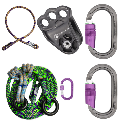 Bartlett Arkham Climbing Kit with DMM Hitch Climber Pulley, 2 DMM Carabiners, Custom Adjustable Friction Saver with XSRE Carabiner and a Treeline Prussic Cord