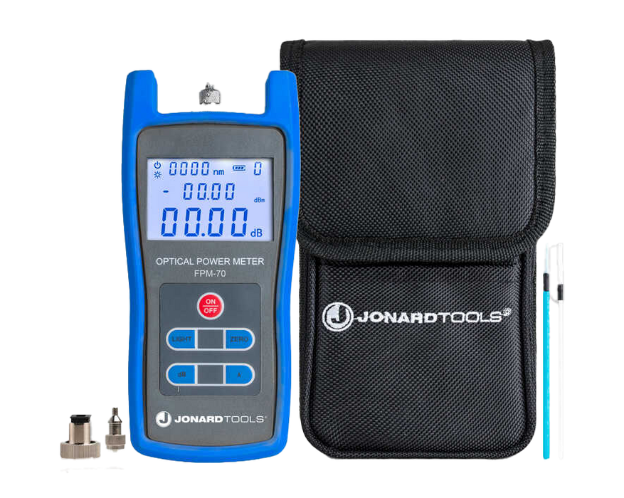 Fiber Optic Power Meter (-70 to +6 dBm) with FC/SC/LC Adapters